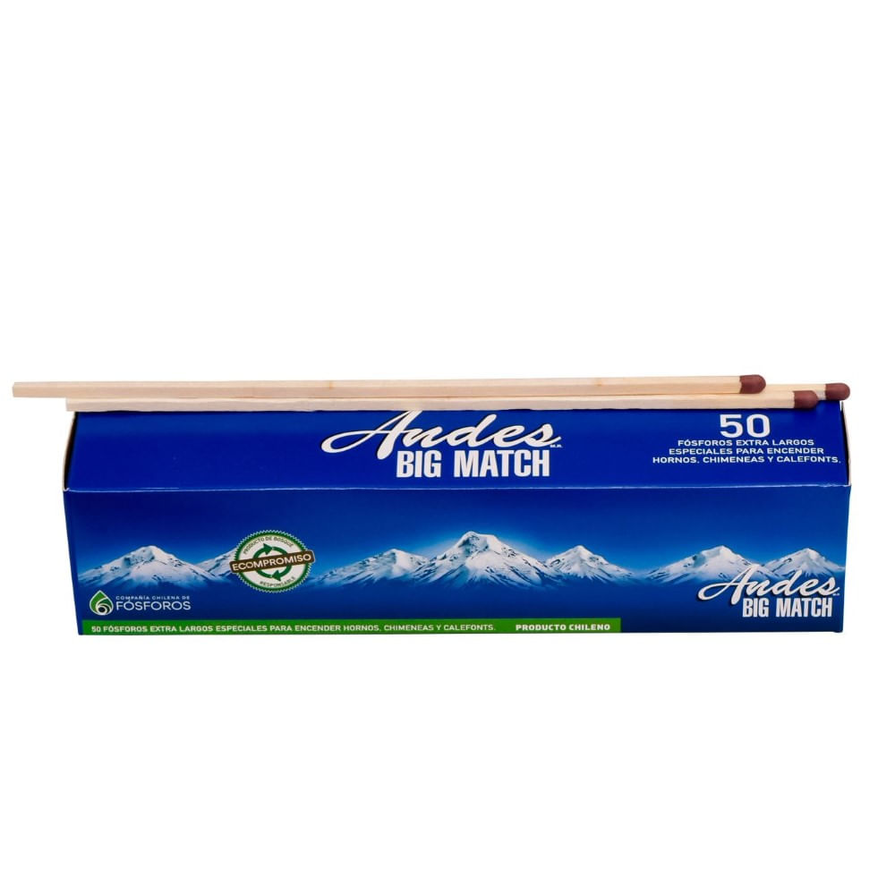 Fósforos Andes Big Match extra largos 50 un Fósforos Andes Big Match extra largos 50 un
