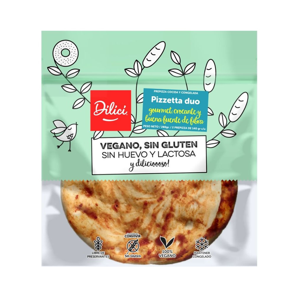 Pizzeta duo Dilici vegano y sin gluten 280 g