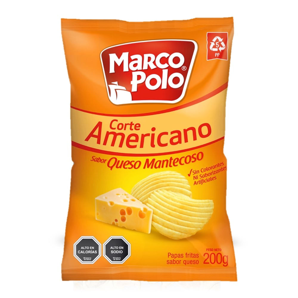 Papas fritas Marco Polo sabor queso mantecoso bolsa 200 g