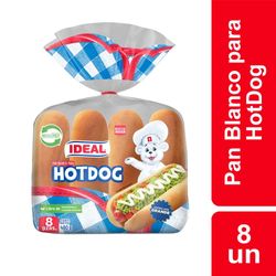 Pan hot dog Ideal 8 un bolsa 480 g