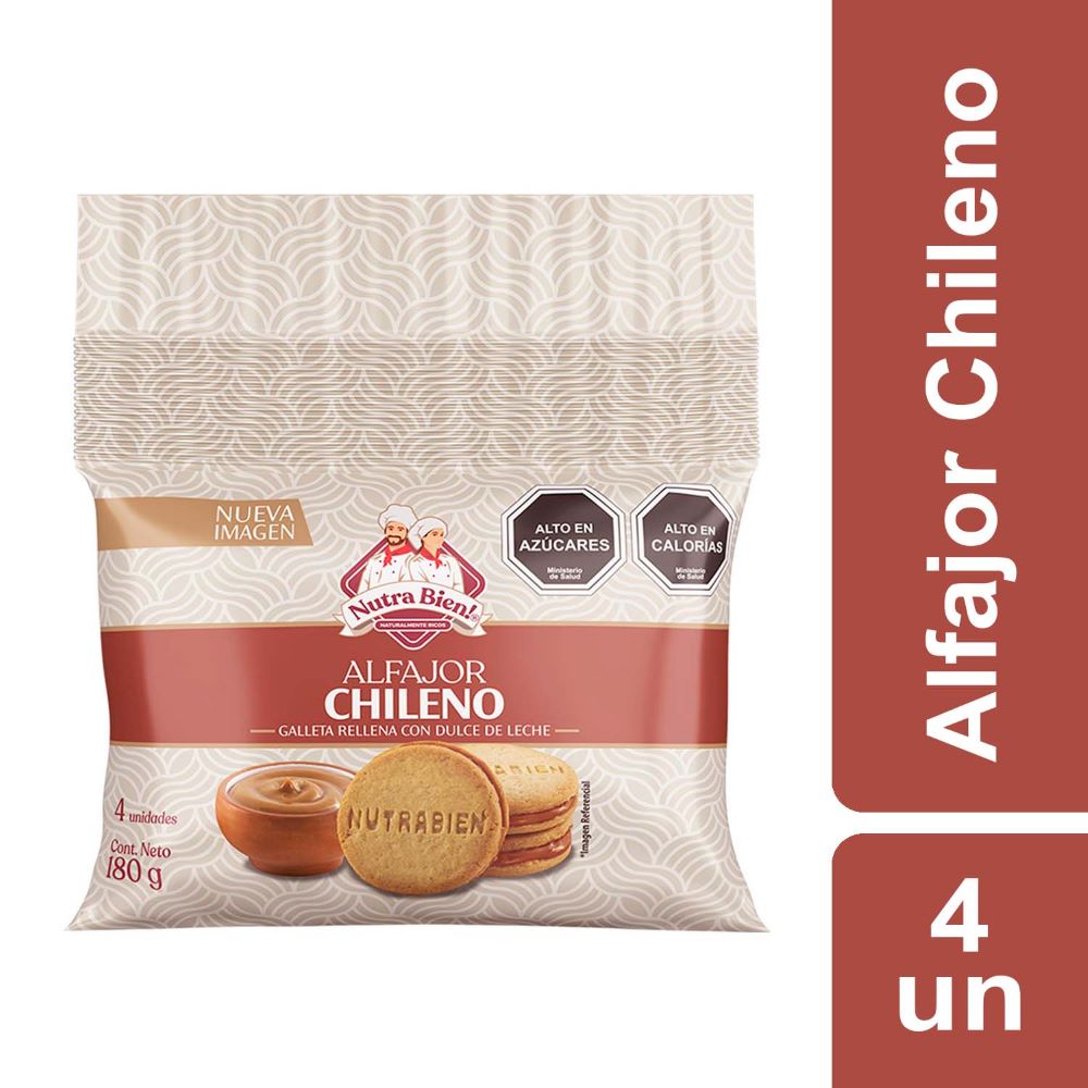 Pack Alfajor chileno Nutra Bien 4 un de 45 g