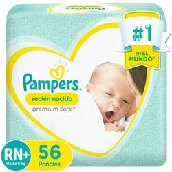 Pañal Pampers premium care recién nacido 56 un