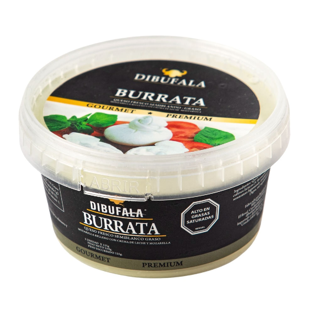 Queso fresco mozzarella Dibúfala burrata pote 125 g