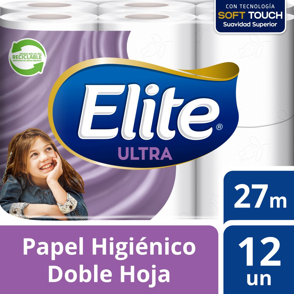 Papel higiénico Elite ultra doble hoja 12 un (27 m)