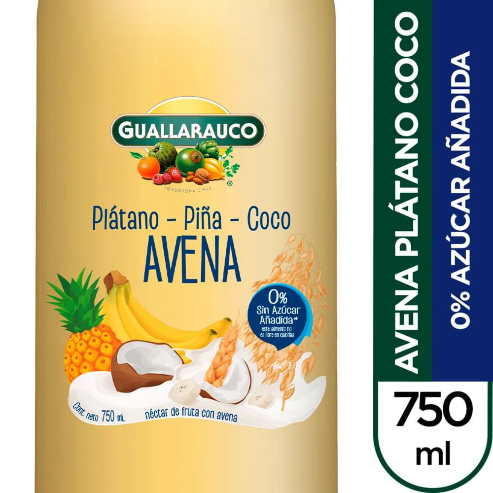 Néctar avena Guallarauco plátano coco y piña botella 750 ml