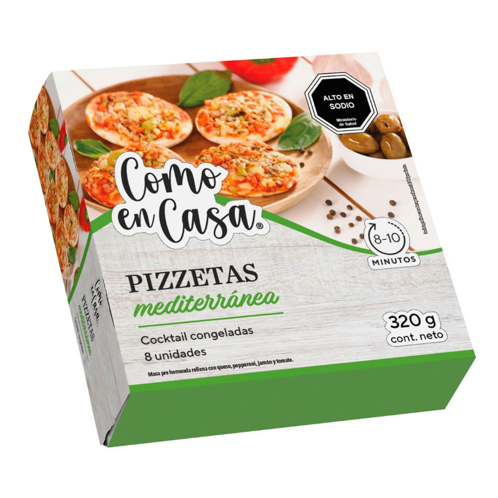 Pizzetas Como en Casa mediterránea 8 un caja 320 g