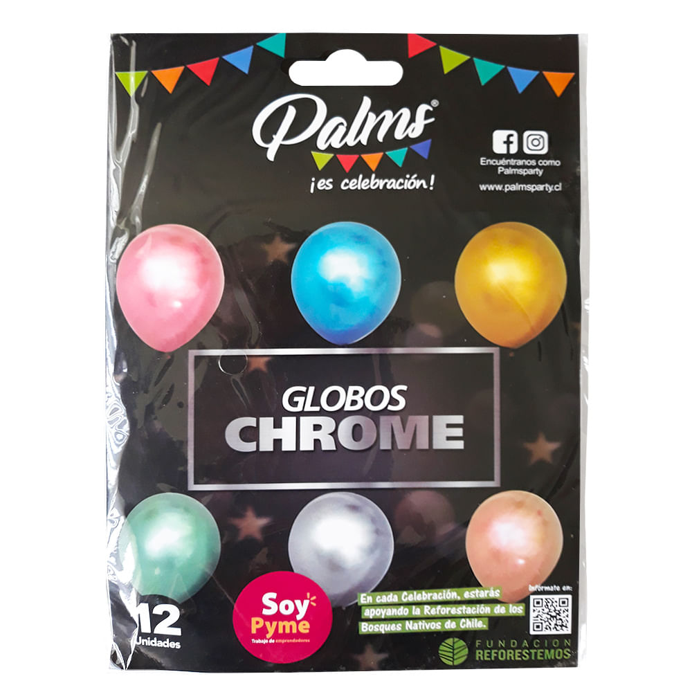 Set globos Palms chrome 12 un