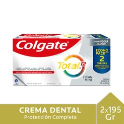 Pack Pasta dental Colgate T12 cleanmint 2 un de 150 ml