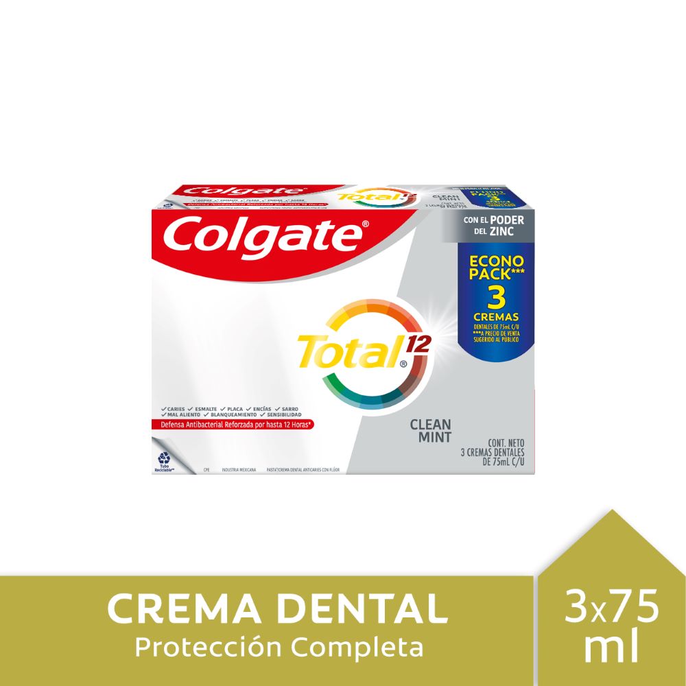 Pasta dental Colgate total 12 protección 3 un de 75 ml