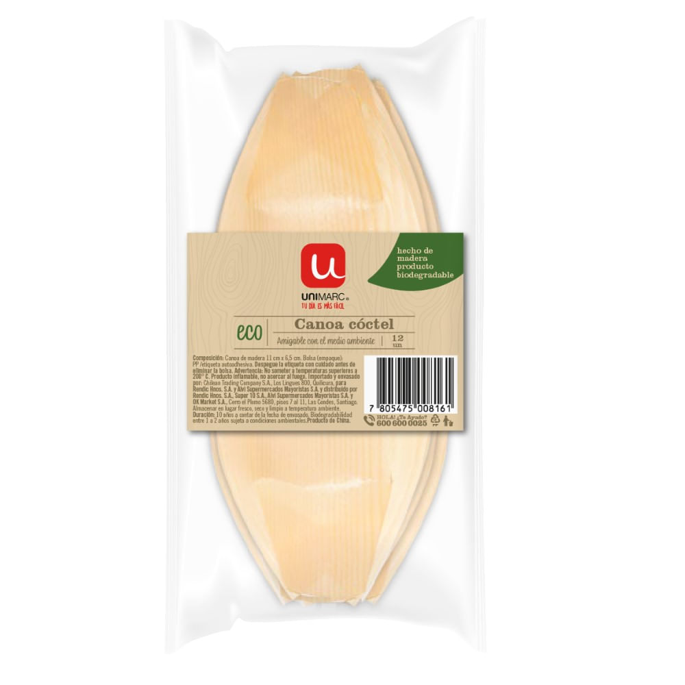 Canoa cóctel Unimarc 11 x 6 cm 12 un