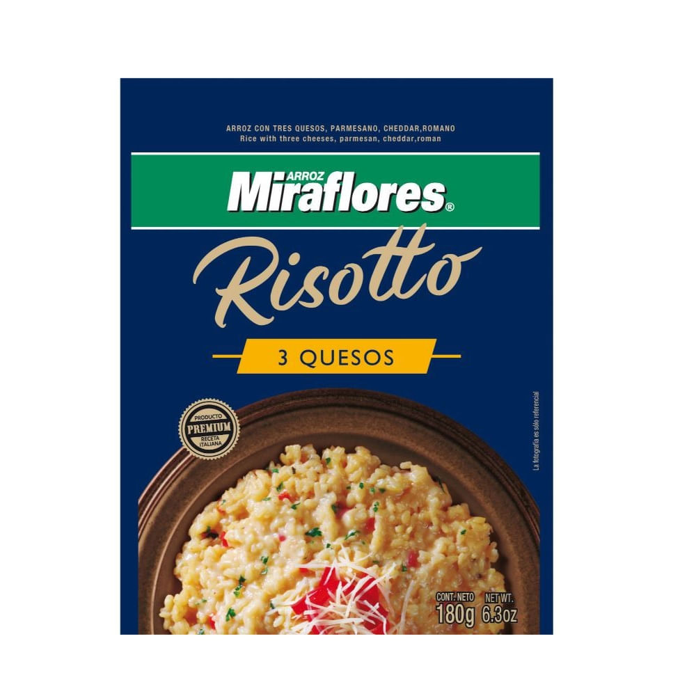 Arroz preparado Miraflores risotto 3 quesos 180 g