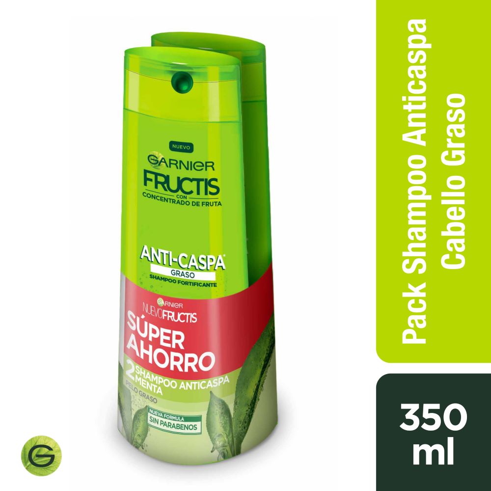 Pack shampoo Fructis Garnier anticaspa cabello graso 2 un de 350 ml