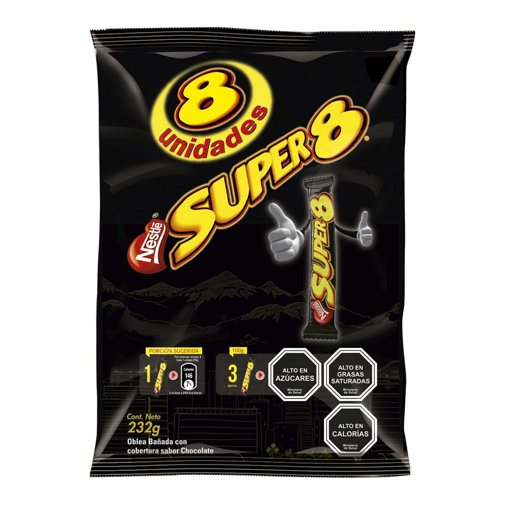 Pack Super Ocho oblea bañada chocolate bolsa 8 un de 29 g Pack Super Ocho oblea bañada chocolate bolsa 8 un de 29 g