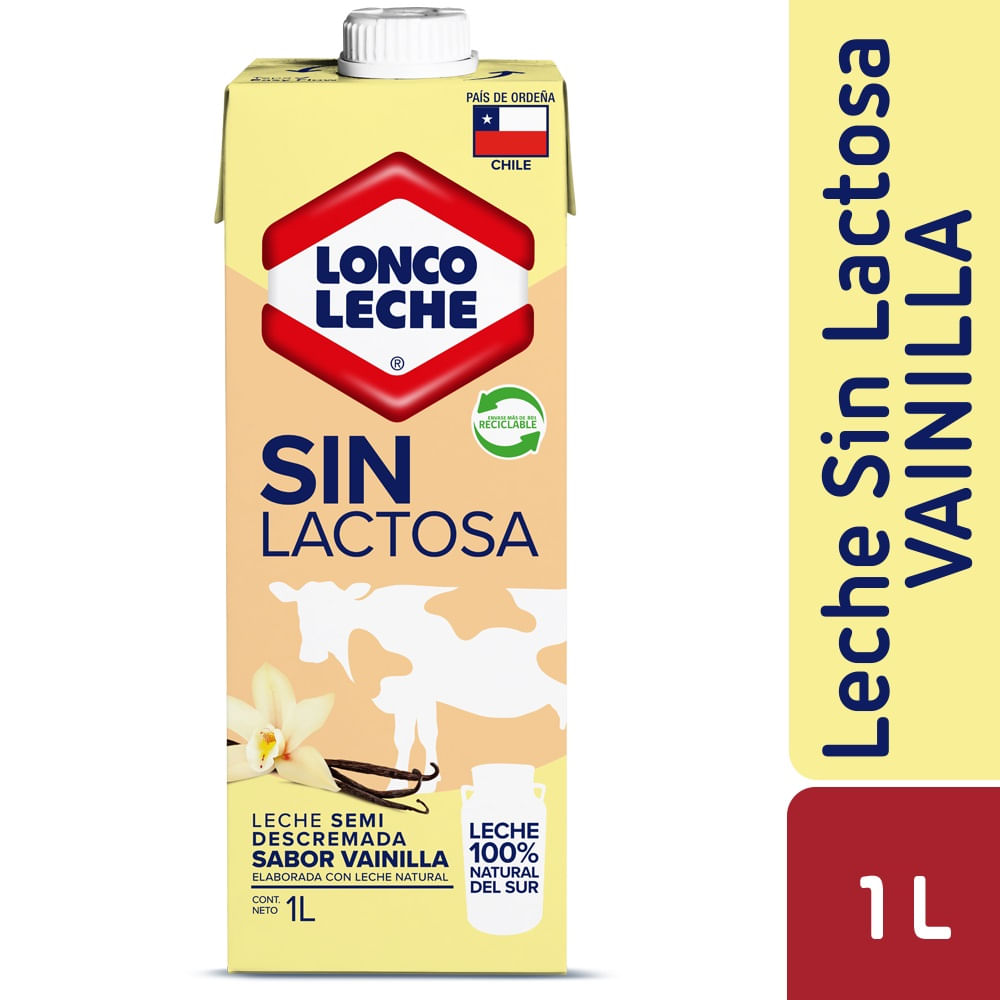 Leche semidescremada sin lactosa Loncoleche sabor vainilla 1 L