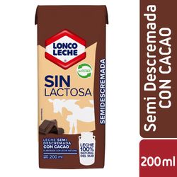 Leche semidescremada sin lactosa Loncoleche sabor chocolate 200 ml