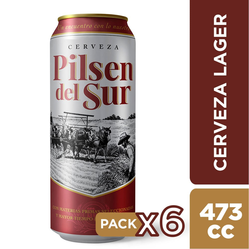Pack Cerveza Pilsen del Sur lata 6 un de 473 cc