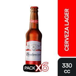 Pack Cerveza Budweiser botella 6 un de 330 cc