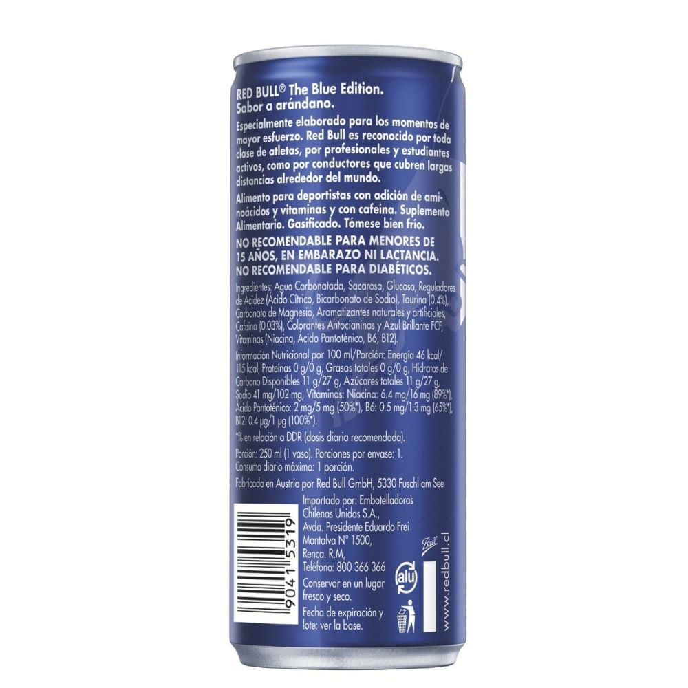 Red Bull bebida energética sabor arándano lata 250 ml Red Bull bebida energética sabor arándano lata 250 ml