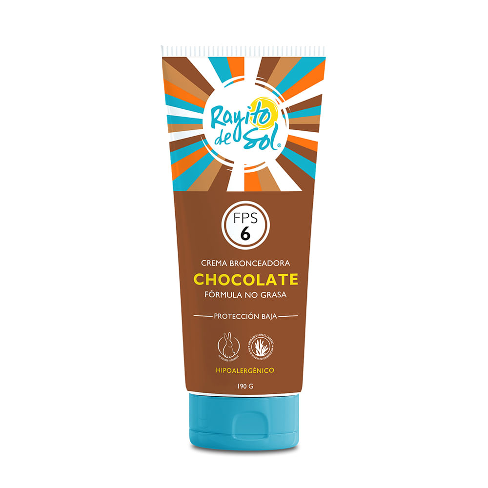 Crema bronceadora Rayito de Sol chocolate FPS6 190 g