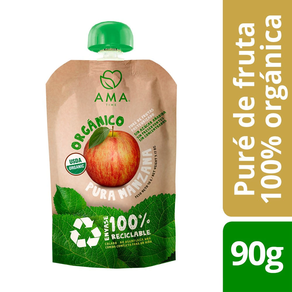 Puré de frutas orgánico Ama manzana Squeeze 90 g