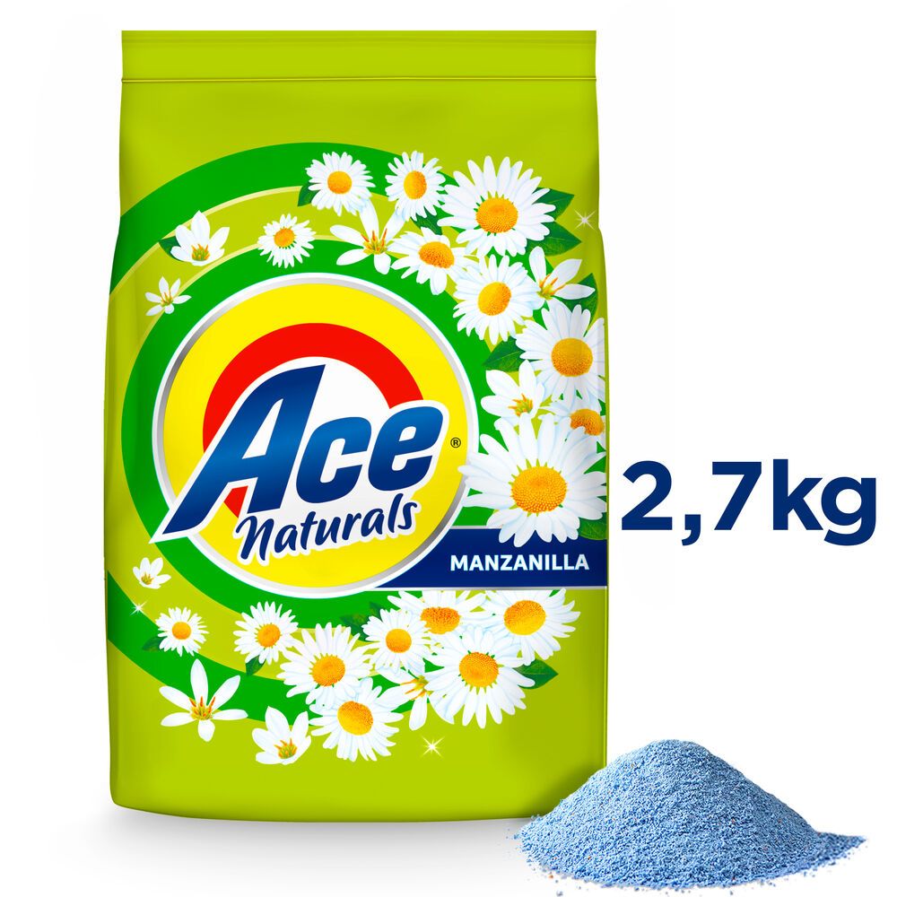 Detergente en polvo Ace naturals manzanilla 2.7 Kg