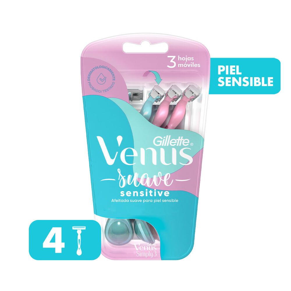 Máquina afeitar Venus simply sensitive 4 un