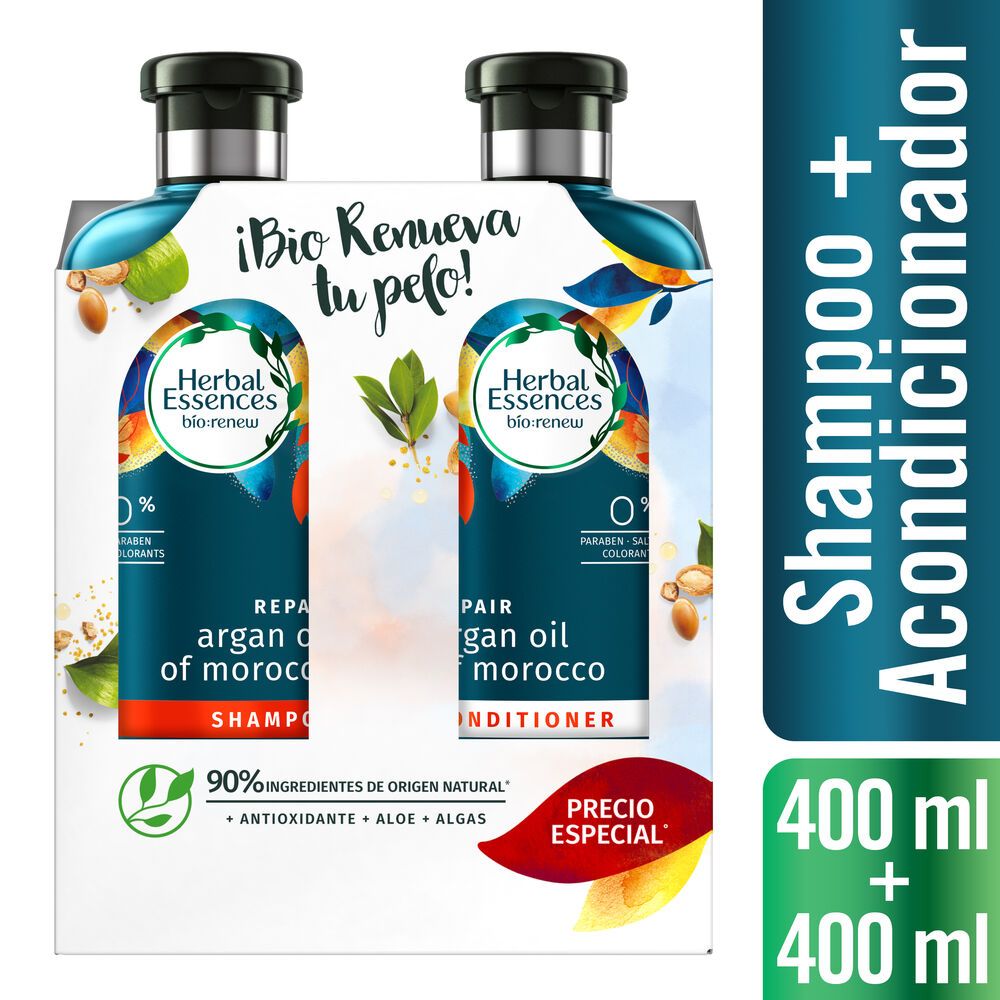 Pack Shampoo + Acondicionador Herbal Essences argán 2 un de 400 ml