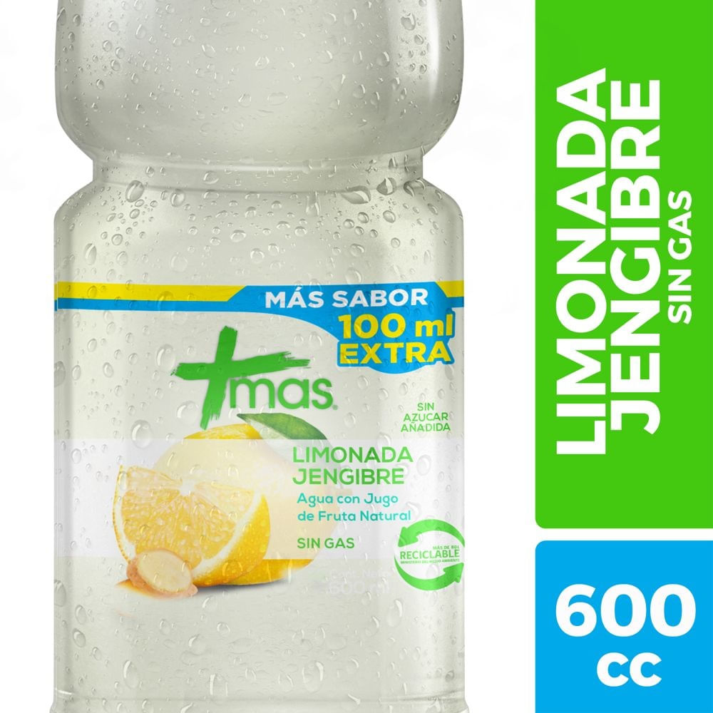 Agua Más sin gas limonada jengibre 600 ml