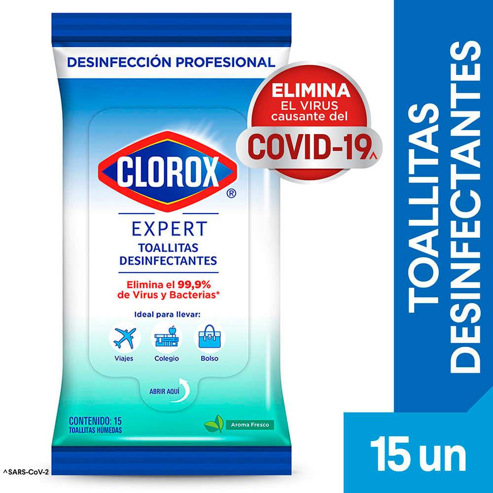 Toallitas desinfectantes Clorox expert aroma fresco 15 un