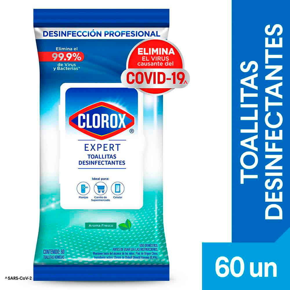 Toallitas desinfectante Clorox expert aroma fresco 60 un