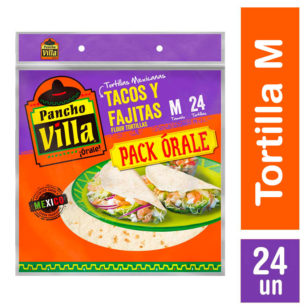 Tortilla mexicano Pancho Villa tacos y fajitas M 24 un bolsa 600 g