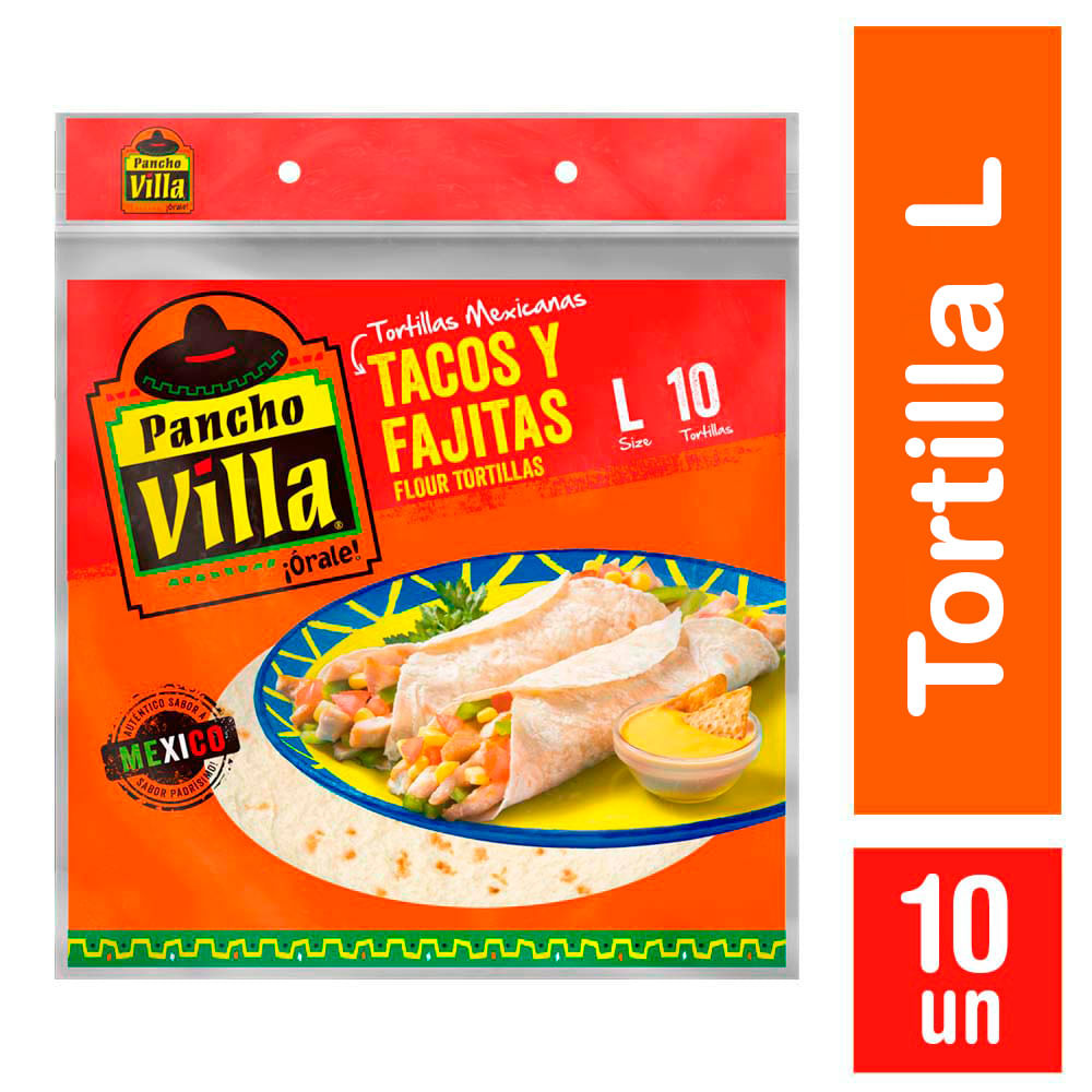Tortilla mexicana Pancho Villa tacos y fajitas L 10 un bolsa 280 g