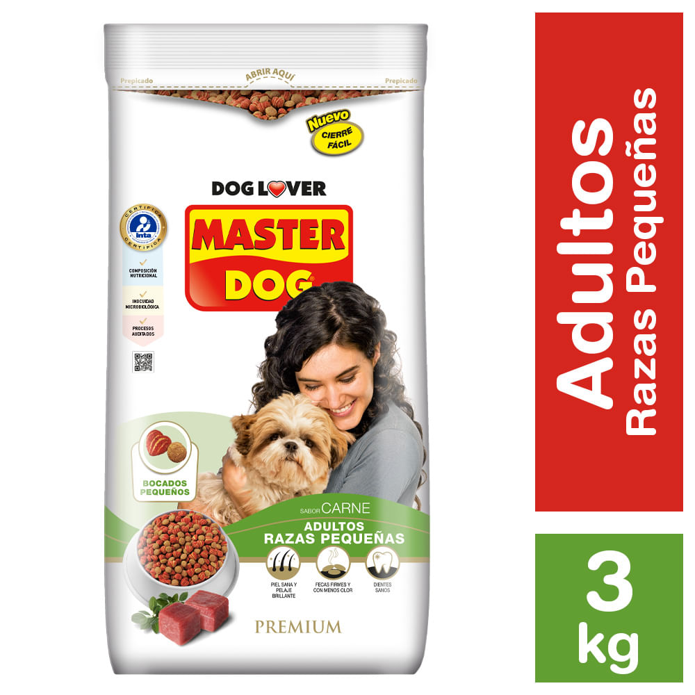 Alimento perro adulto Master Dog razas pequeñas carne 3 Kg