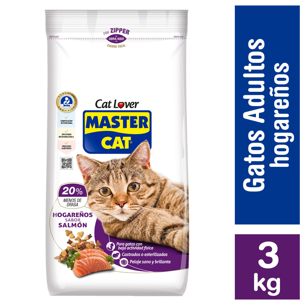 Alimento gato adulto Master Cat hogareños sabor salmón 3 Kg