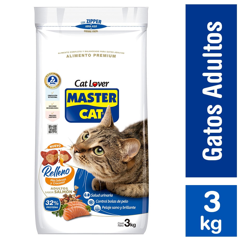 Alimento gato adulto Master Cat relleno sabor salmón 3 Kg