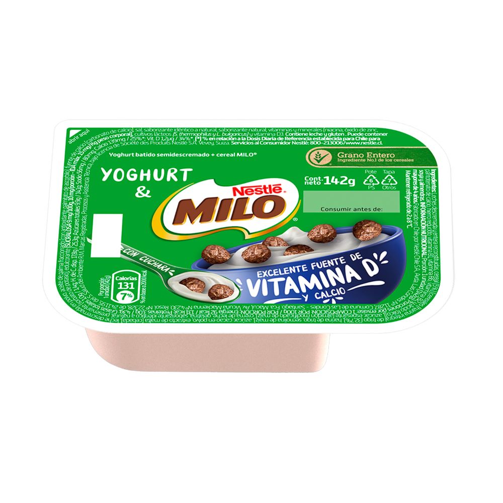 Yoghurt+cereal Mix Nestlé milo con cuchara 142 g Yoghurt+cereal Mix Nestlé milo con cuchara 142 g