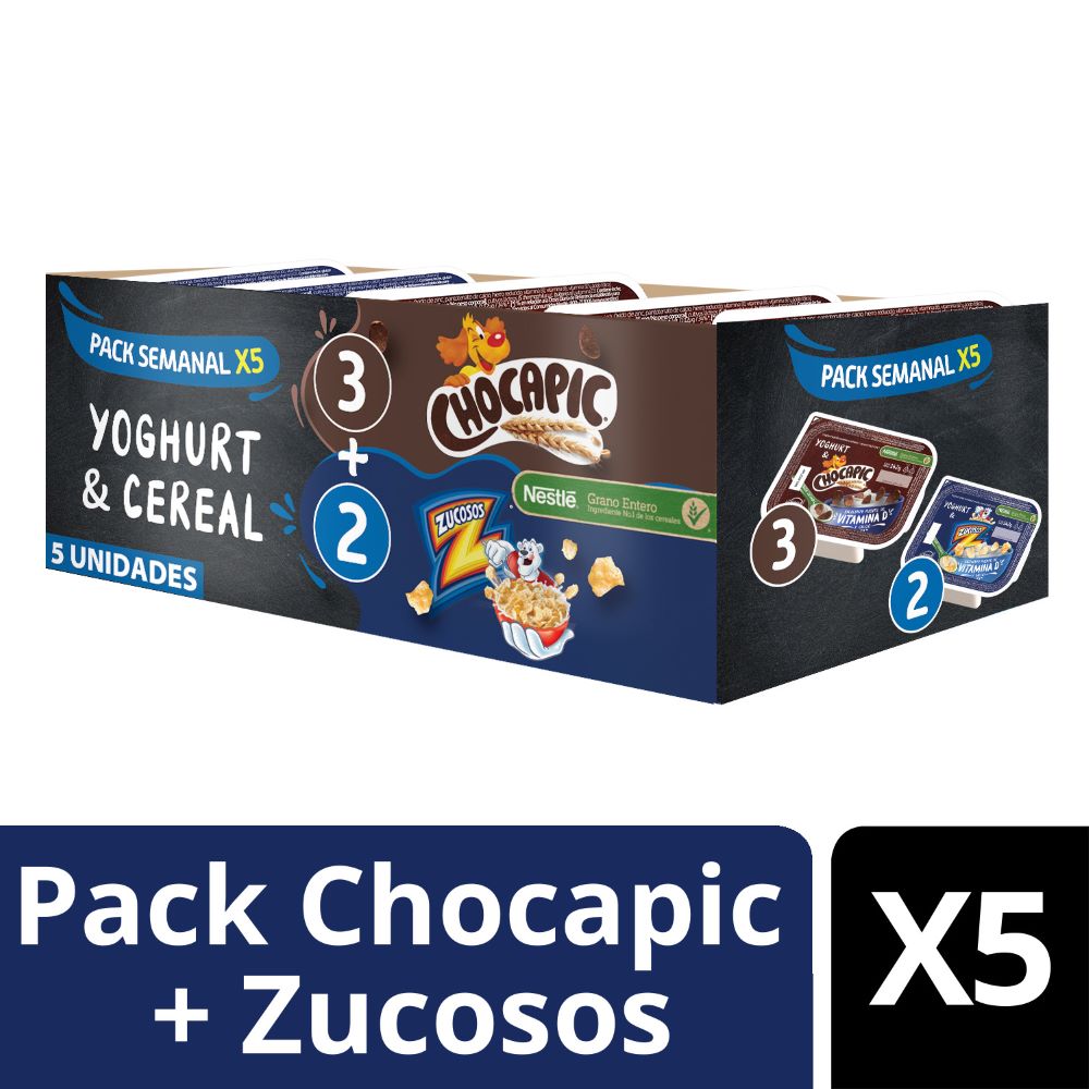 Pack yoghurt+cereal Mix Nestlé chocapic+zucosos 5 un de 142 g