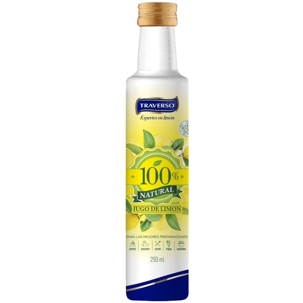 Jugo de limón amarillo Traverso 100% natural 250 ml