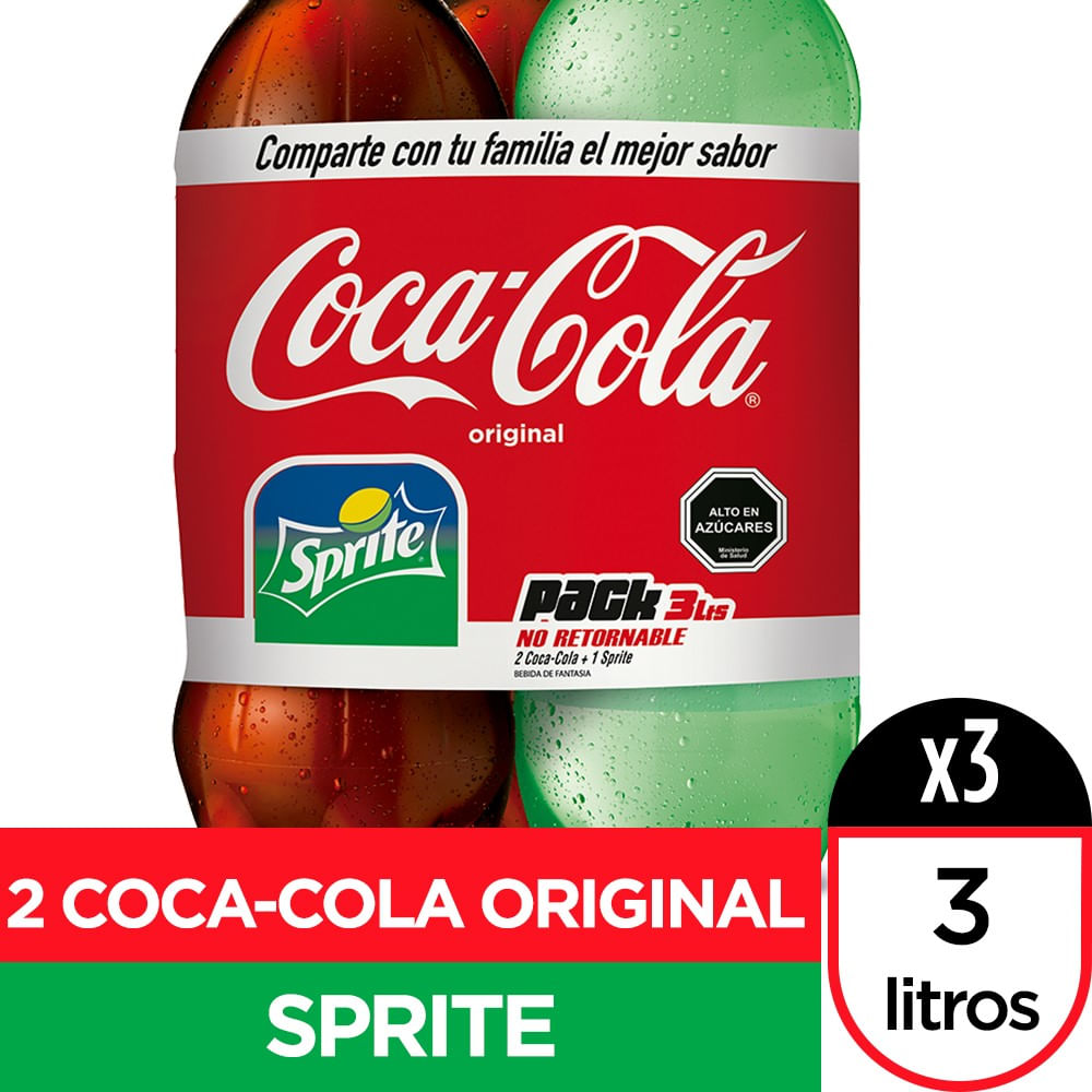 Pack Bebida Coca Cola original 2 un de 3 L + Sprite 1 un de 3 L