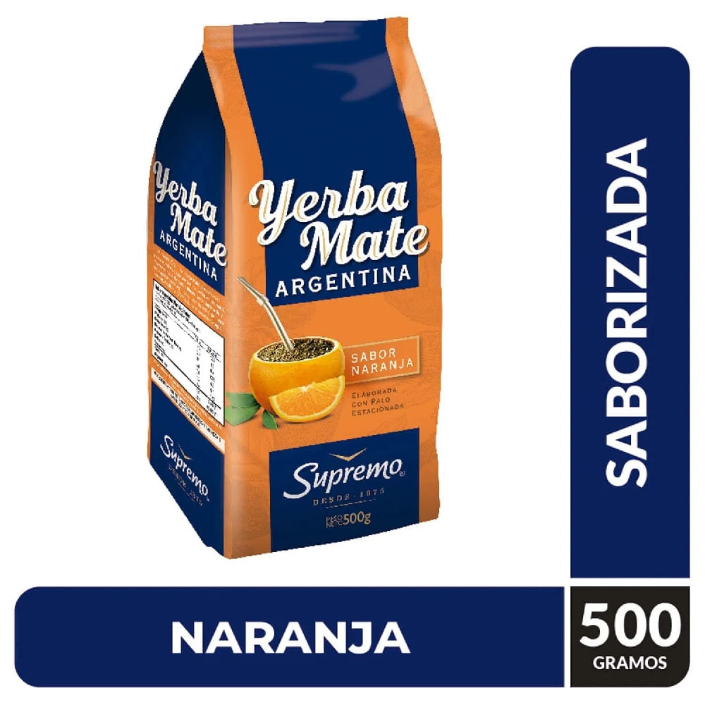 Yerba mate Argentina Supremo sabor naranja 500 g