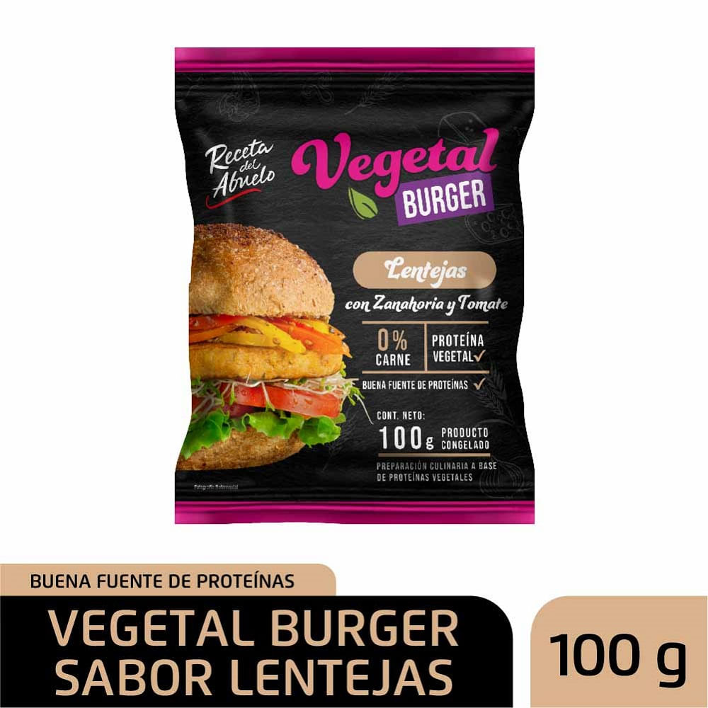 Vegan burger Receta del Abuelo lenteja 100 g
