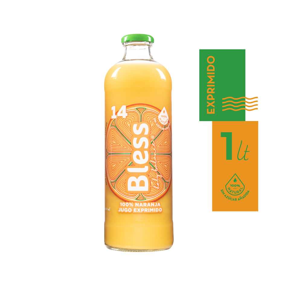Jugo exprimido Bless naranja botella 1 L