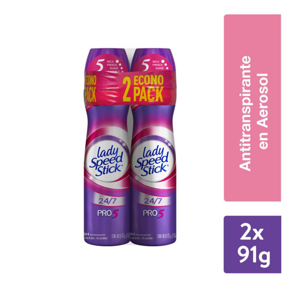 Pack Desodorante spray Lady Speed Stick 24/7 pro5 2 un de 91 g