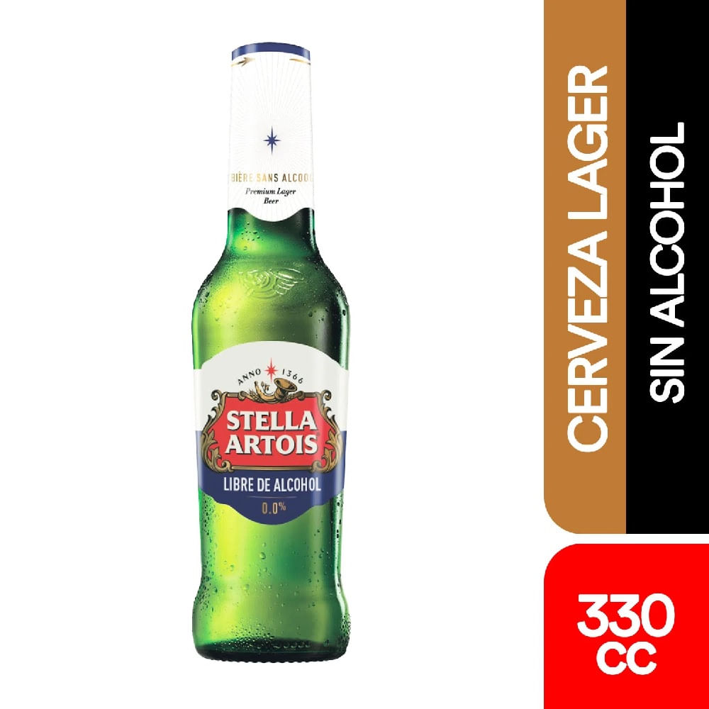 Cerveza Stella Artois sin alcohol 330 cc