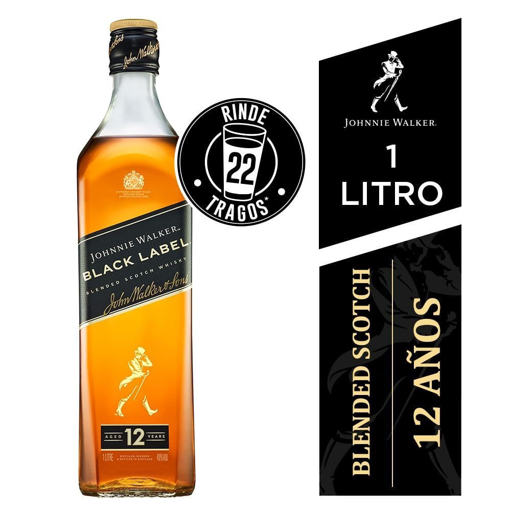 Whisky Johnnie Walker etiqueta negra 1 L