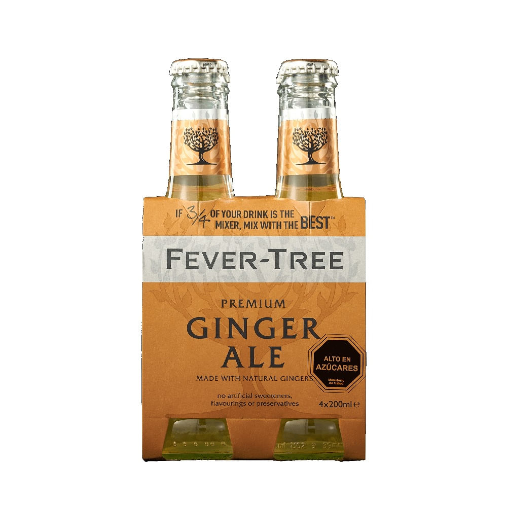 Pack bebida ginger ale Fever Tree premium botella 4 un de 200 ml
