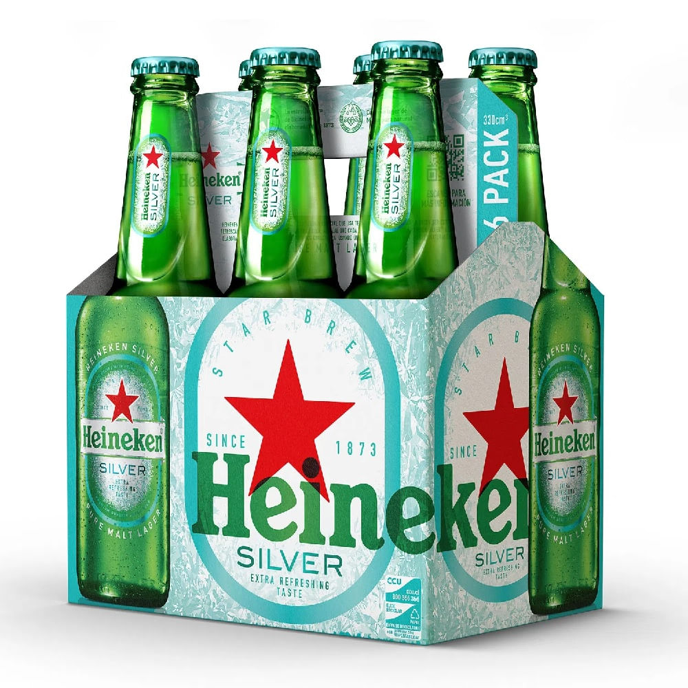 Pack Cerveza Heineken silver botella 6 un de 330 cc
