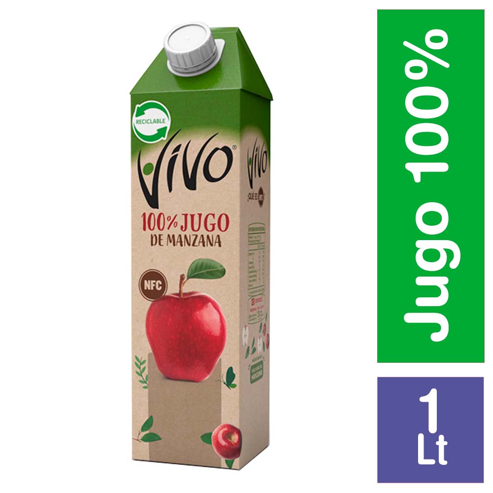 Jugo Vivo 100% jugo de fruta de manzana 1 L