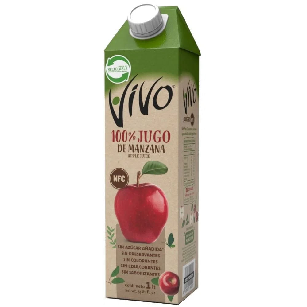 Jugo Vivo 100% jugo de fruta de manzana 1 L Jugo Vivo 100% jugo de fruta de manzana 1 L