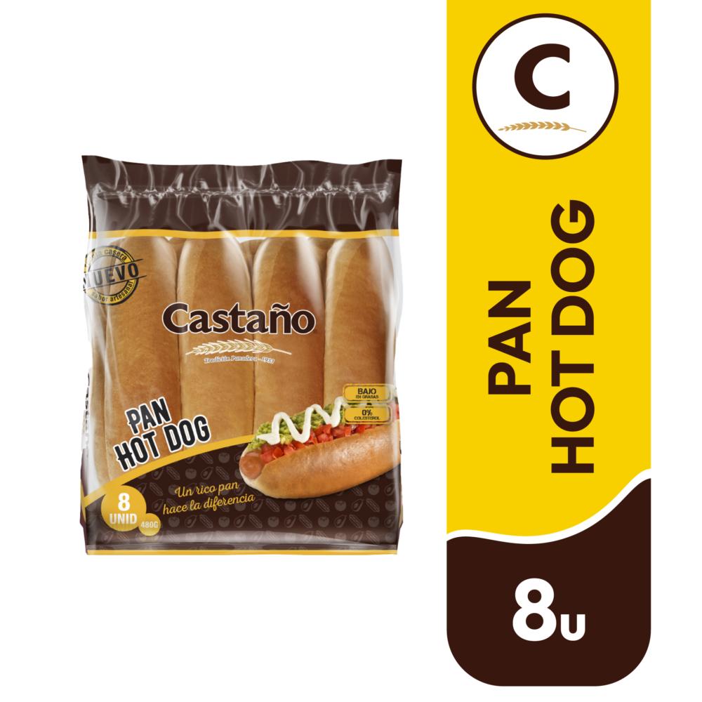 Pan hot dog Castaño bolsa 8 un